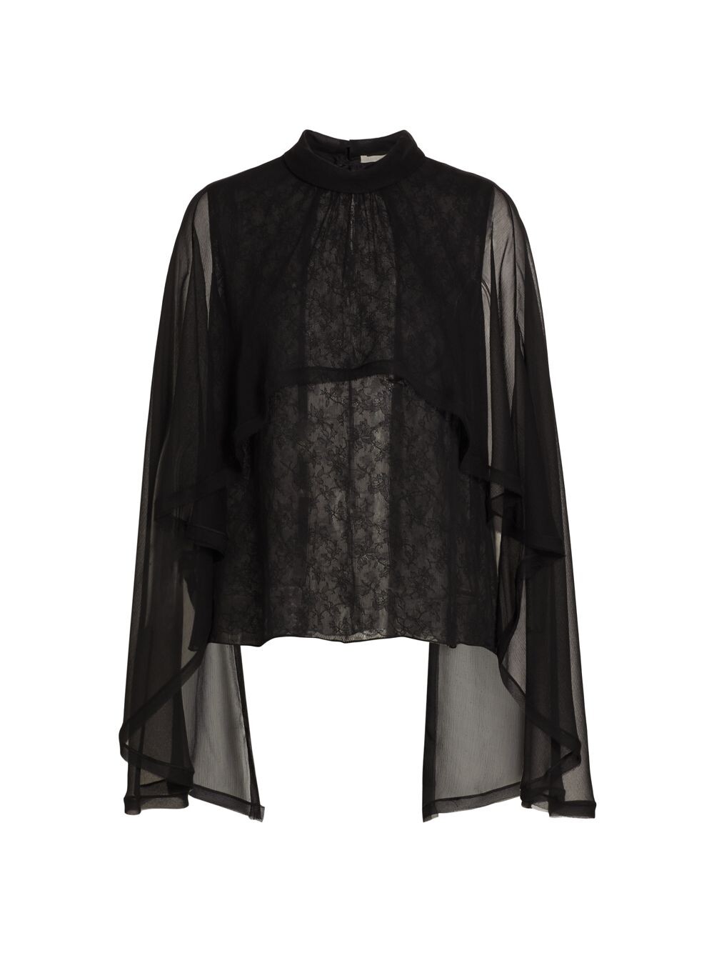 

Блузка с рукавами-накидкой из жатого шифона Jason Wu Collection, черный