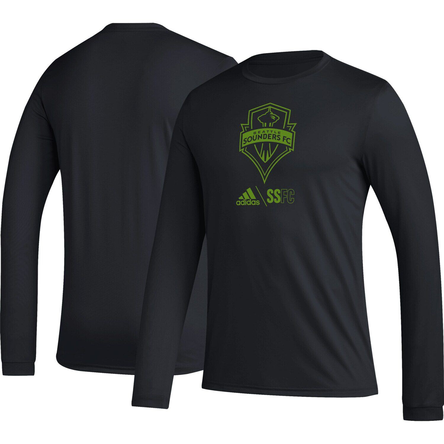 

Мужская черная футболка с длинным рукавом Seattle Sounders FC Icon adidas, Черный