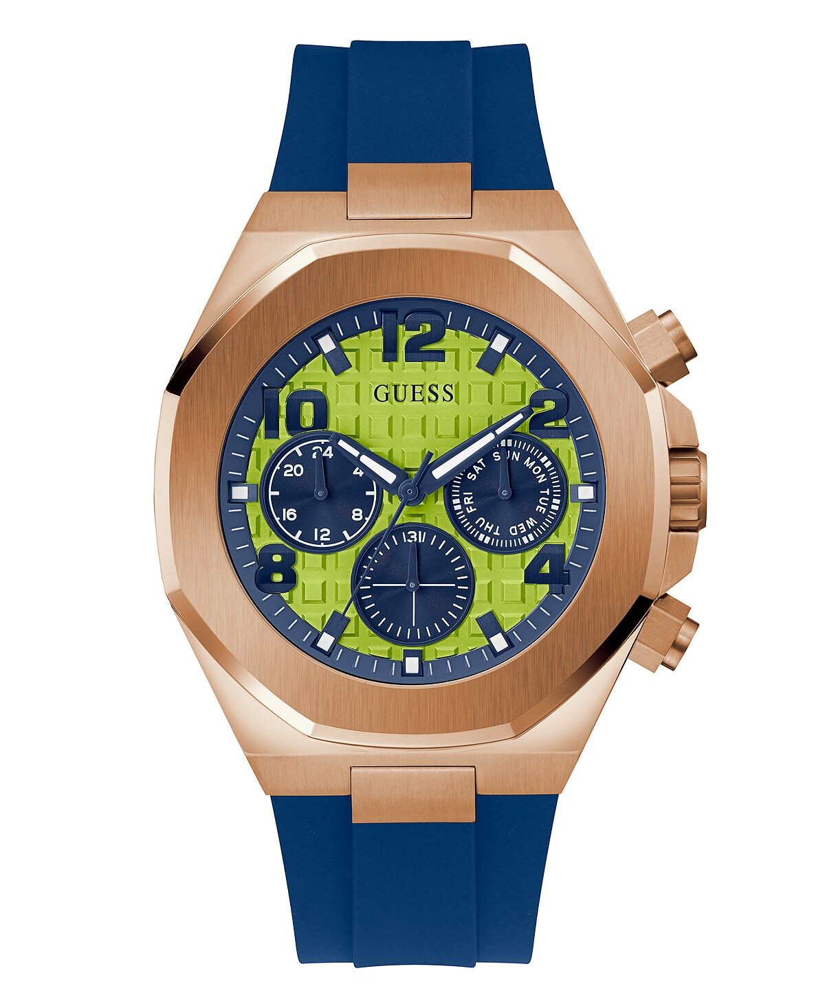 

Мужские многофункциональные синие силиконовые часы 46 мм GUESS