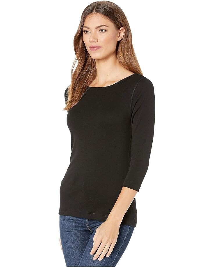 

Футболка Lilla P 1X1 Rib 3/4 Sleeve Boat Neck Tee, черный