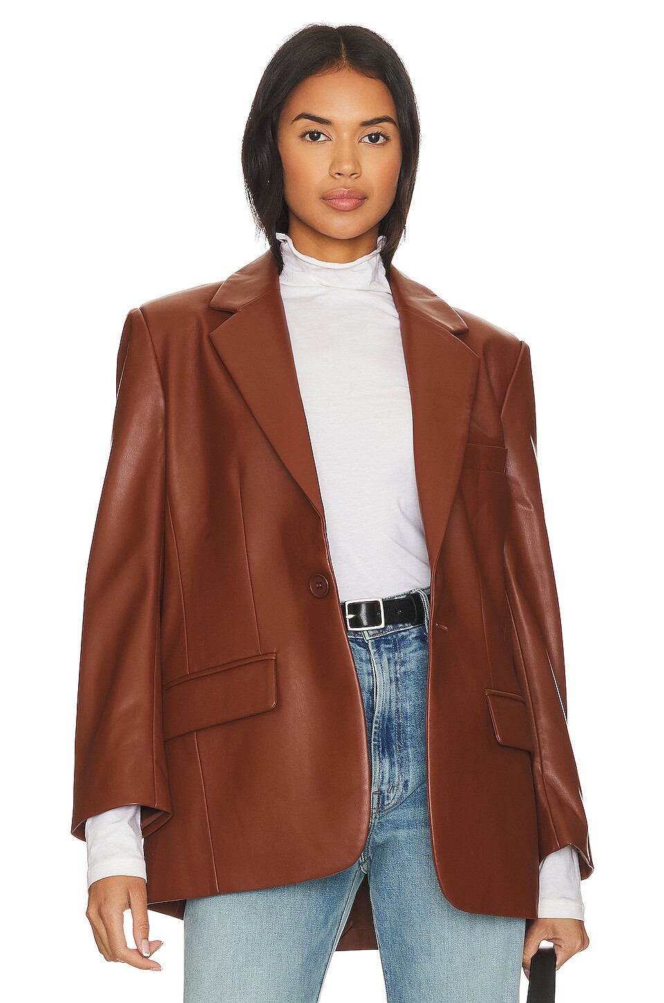 

Блейзер Steve Madden Imaan Faux Leather, цвет Cognac