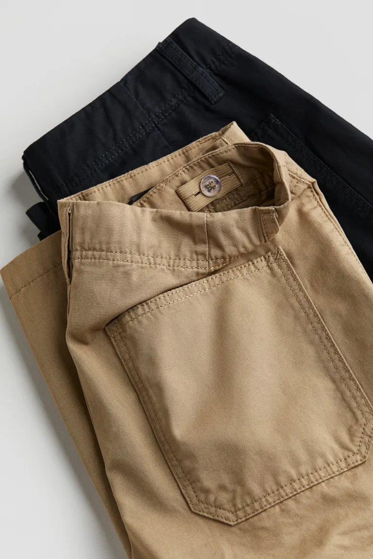 Комплект из 2 хлопковых брюк-карго H&M, черный комплект из 2 расклешенных брюк из джерси h
