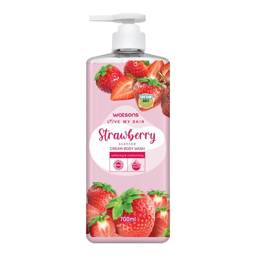 

Watsons Крем-гель для душа Love My Skin с ароматом клубники, 700 мл, Red pink