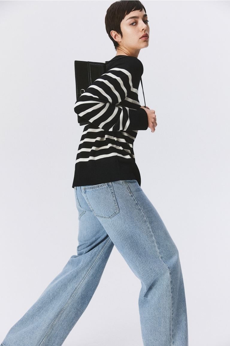 Свитер тонкой вязки H&M, черный свитер zara длинный рукав силуэт свободный средней длины размер m серый