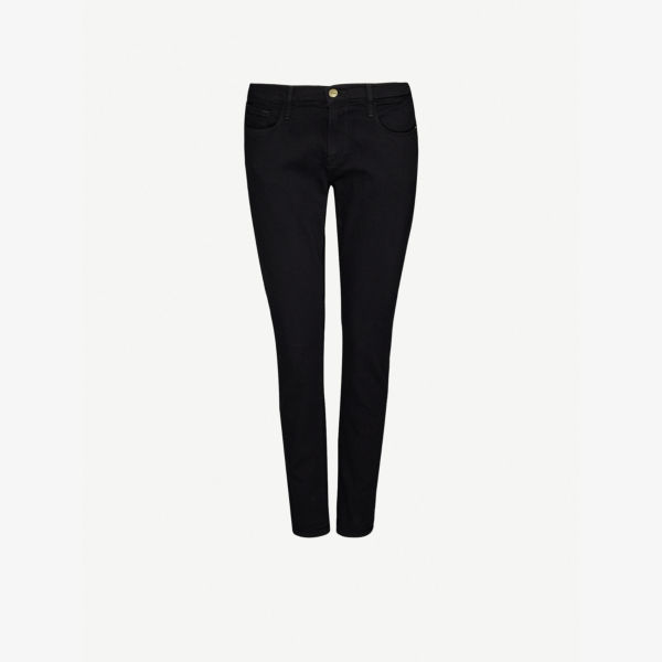 Прямые джинсы Le Garcon из эластичного денима со средней посадкой Frame, цвет noir
