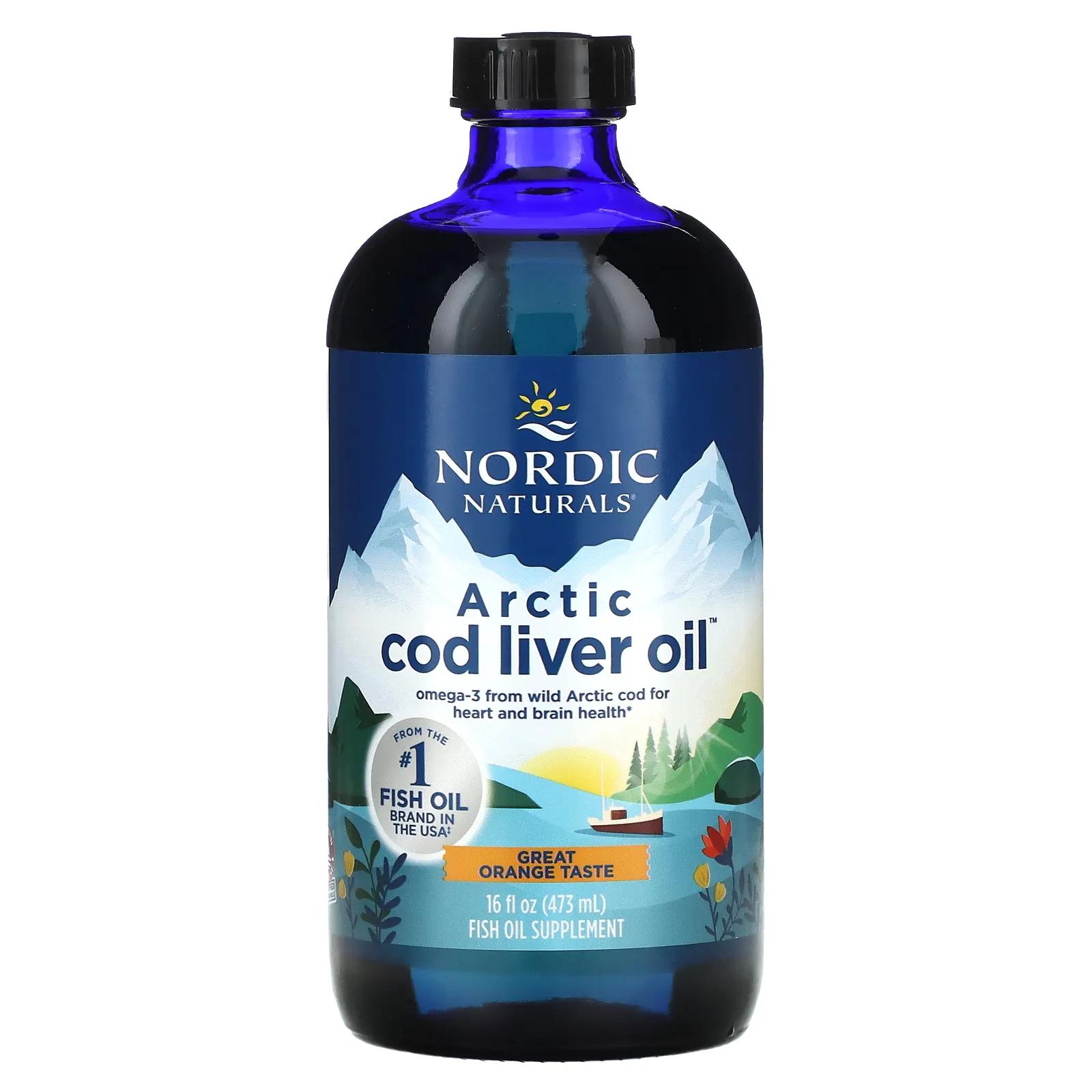 Nordic Naturals Arctic Cod Liver Oil Orange 16 fl oz (437 ml) carlson kids cod liver oil natural green apple 550 mg 8 4 fl oz 250 ml