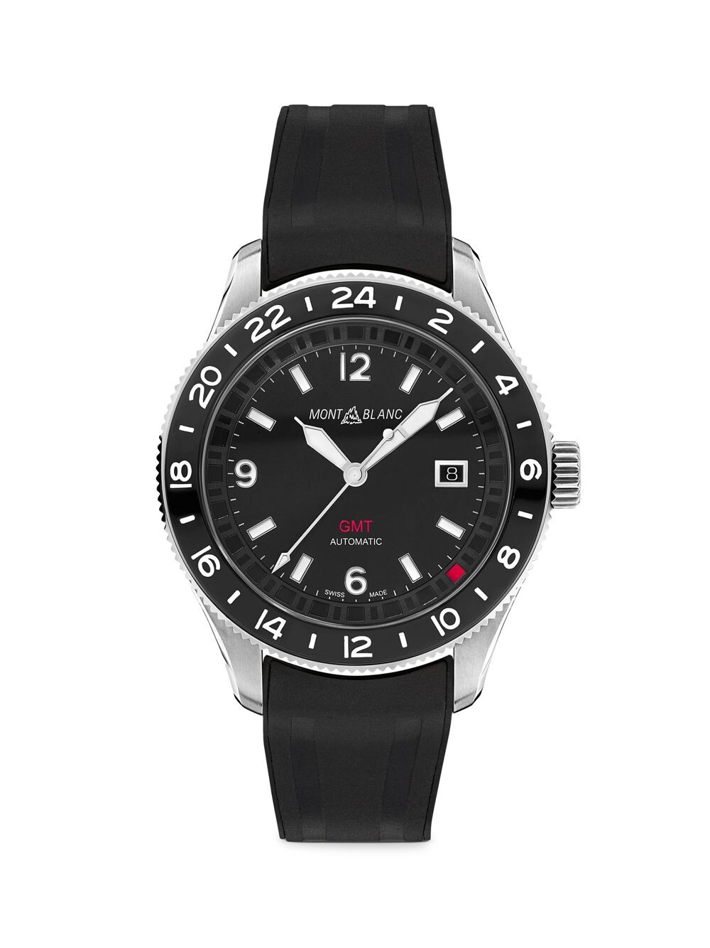 

Часы 1858 GMT из нержавеющей стали и каучука Montblanc, черный