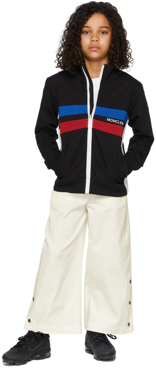 

Детский черный кардиган на молнии с инкрустацией, черный Moncler Enfant