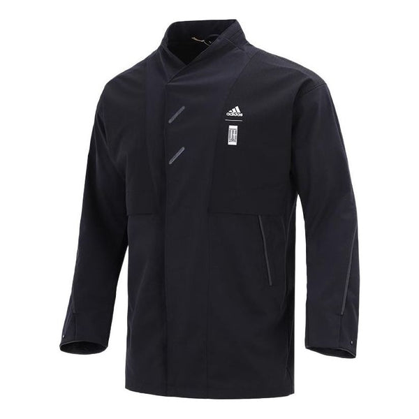 Куртка Men's adidas Martial Arts Series Wj Xia Long Jkt Logo Printing Mid-Length Stand Collar Sports Jacket Black, черный