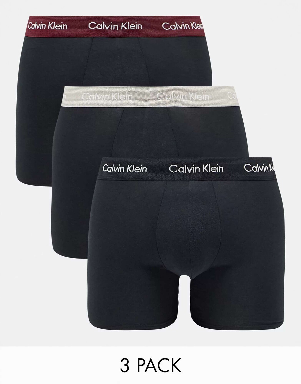 

Три пары боксеров Calvin Klein с цветным поясом черного цвета