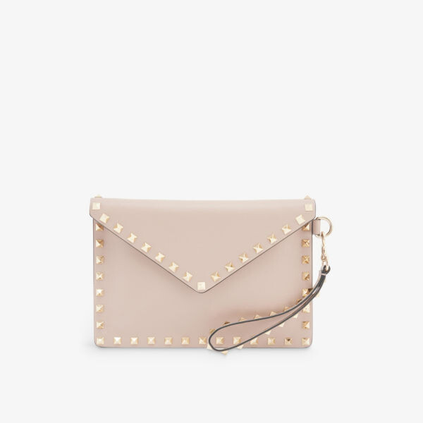 

Кожаная сумка-конверт Rockstud Valentino Garavani, цвет poudre