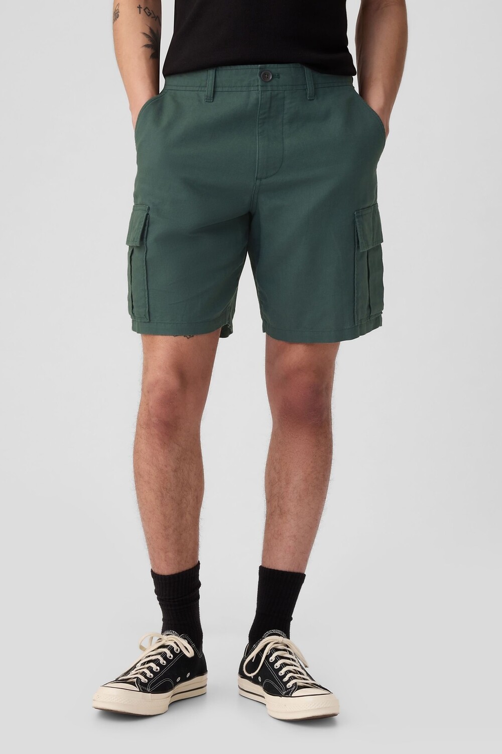 

Льняные хлопковые шорты карго Gap, зеленый