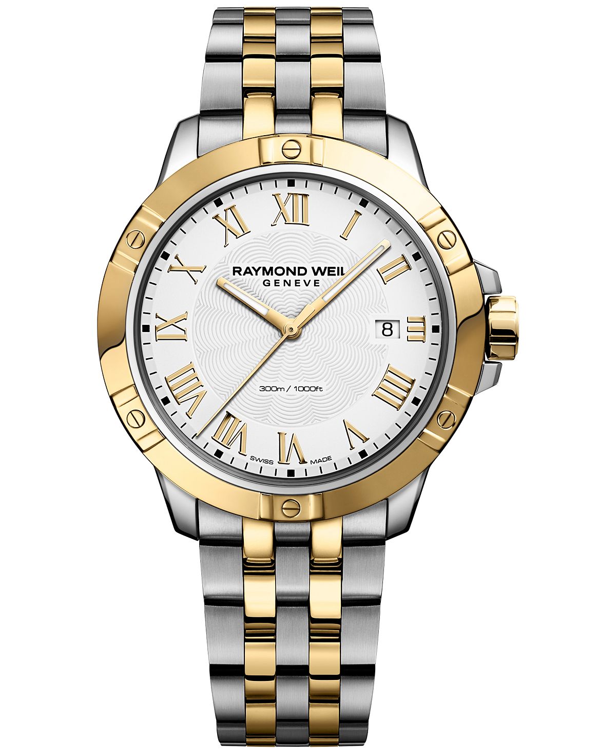 цена Мужские часы Swiss Tango с двухцветным PVD-браслетом из нержавеющей стали, 41 мм 8160-STP-00308 Raymond Weil
