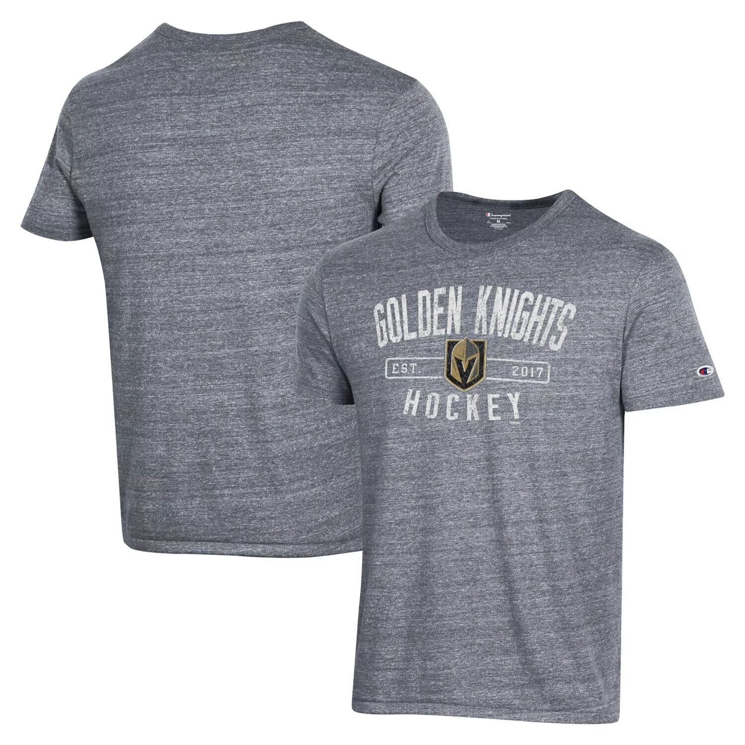 

Мужская футболка Champion Heather Grey Vegas Golden Knights Tri-Blend