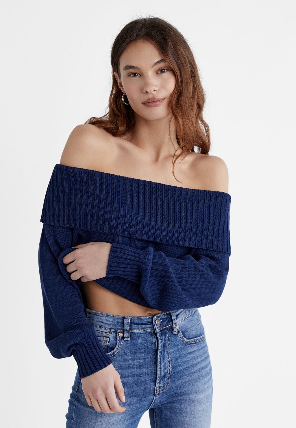 

Вязаный свитер EXPOSED SHOULDER Stradivarius, цвет dark blue