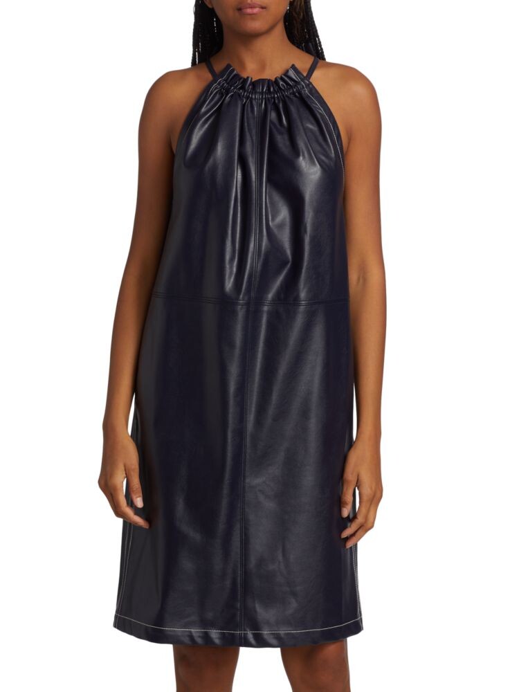 

Мини-платье из искусственной кожи с завязками на шее 3.1 Phillip Lim, цвет Ink