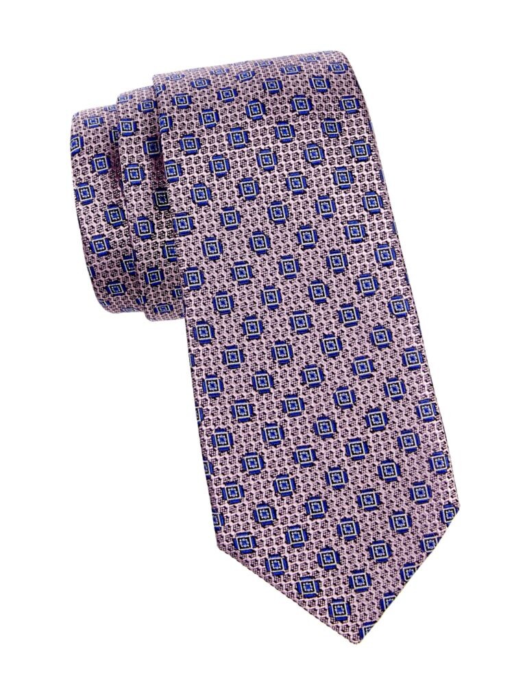 

Шелковый жаккардовый галстук с медальоном Canali, фиолетовый