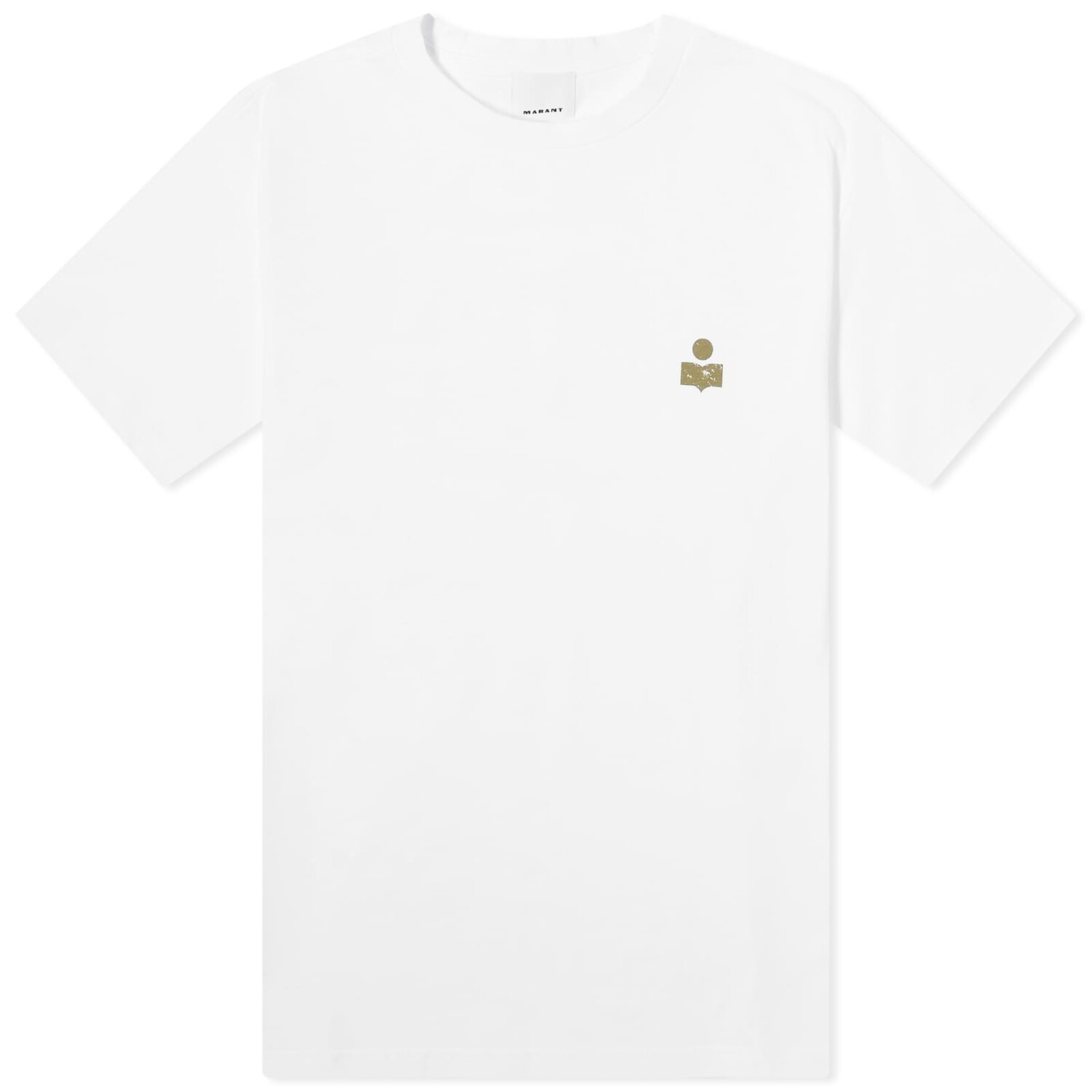 

Футболка Isabel Marant Zafferh Small Logo, цвет Khaki & White