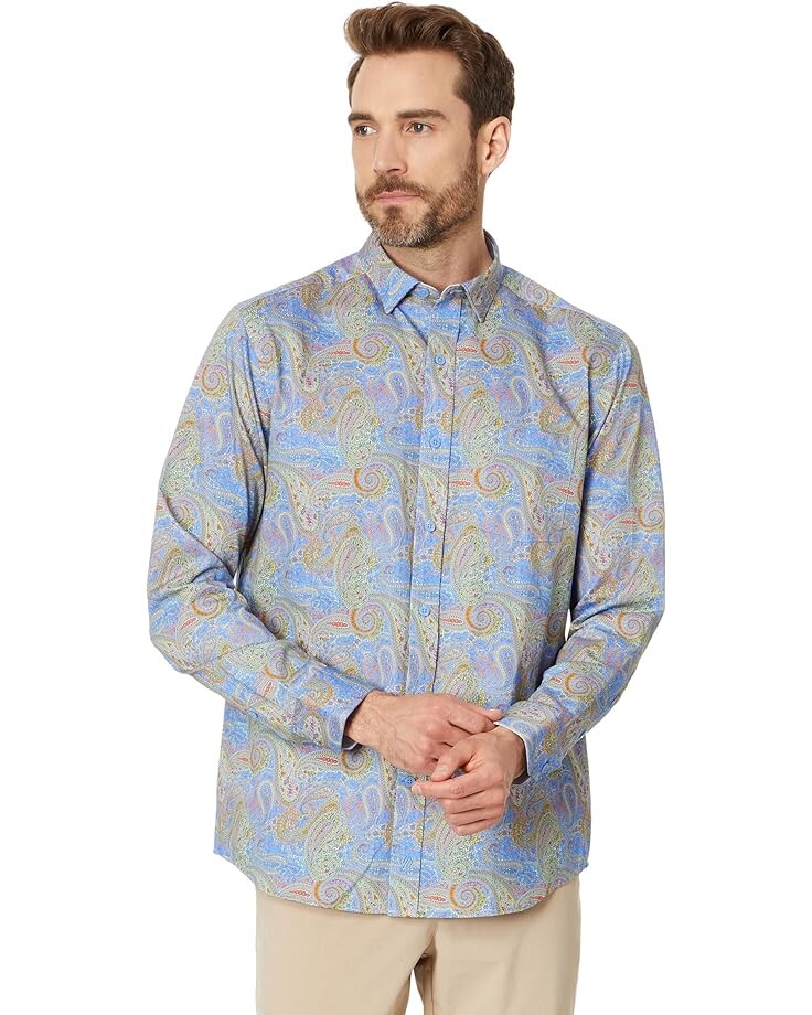 

Рубашка Johnston & Murphy Printed Cotton Shirt, синий