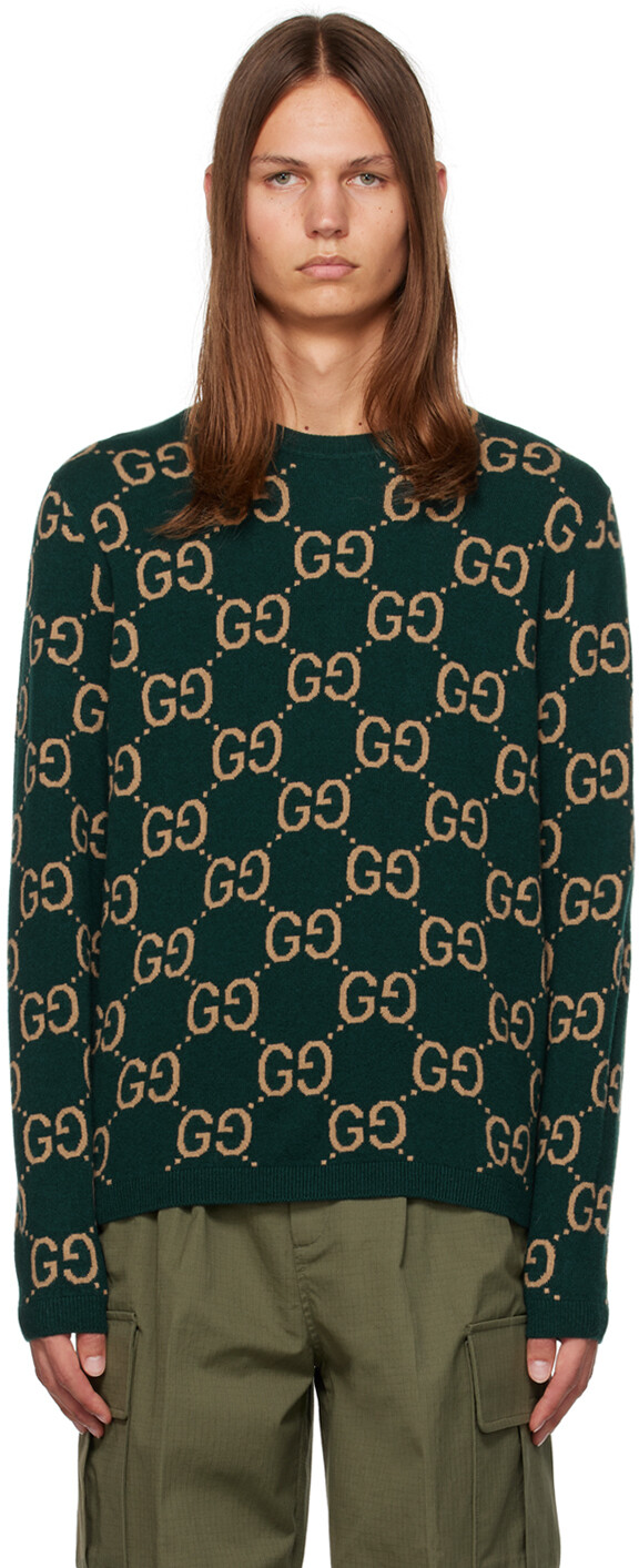 

Зеленый свитер с узором GG Gucci