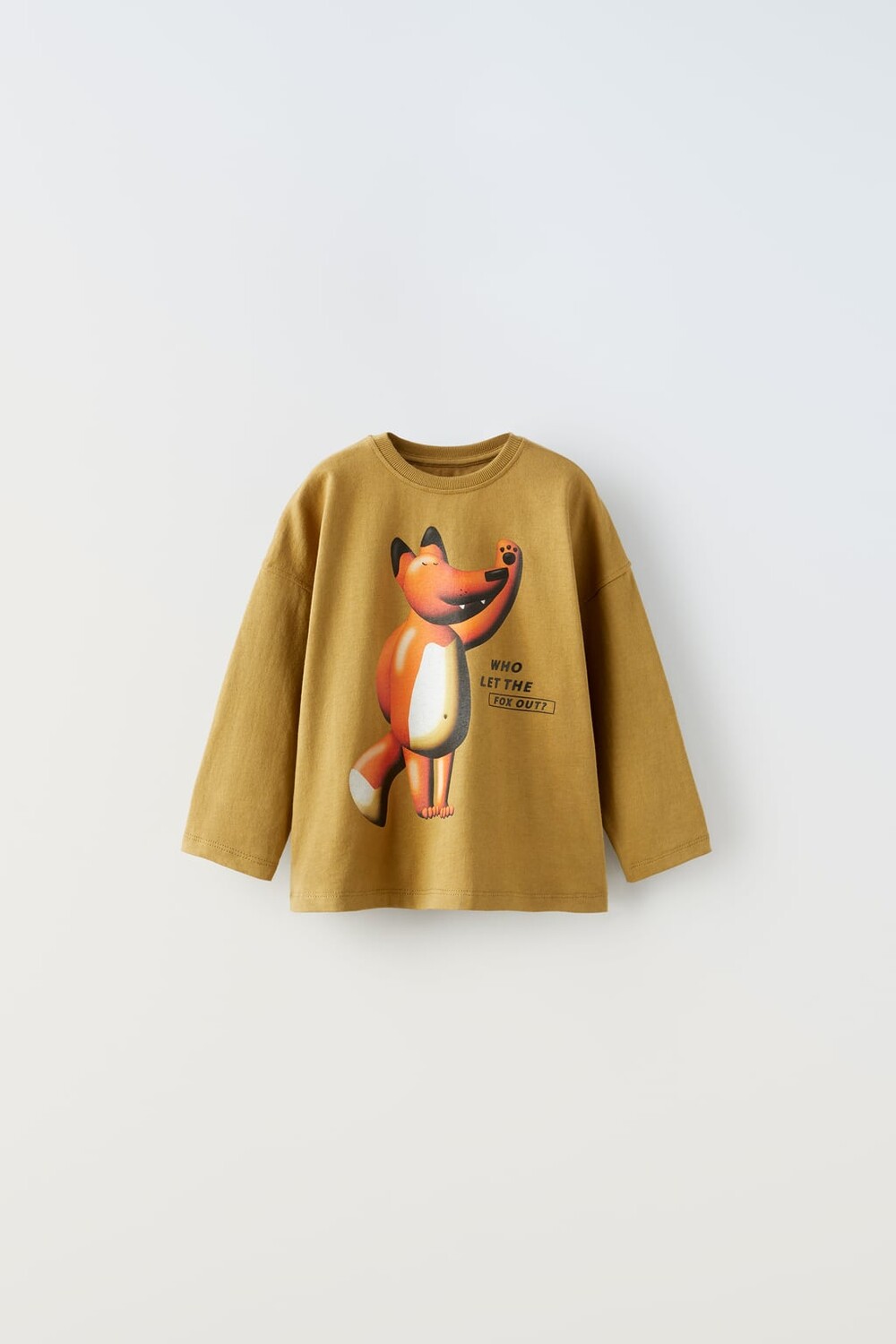 

Футболка с животными ZARA, светлый хаки