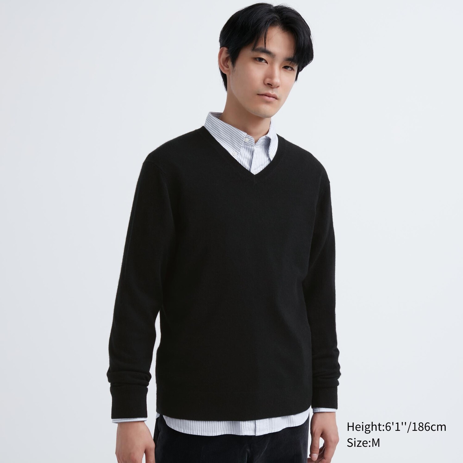 

Джемпер из 100% кашемира с V-образным вырезом Uniqlo, черный