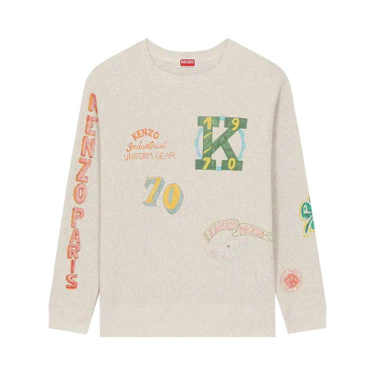 Толстовка Kenzo Drawn Varsity Oversized 'Pale Grey', серый