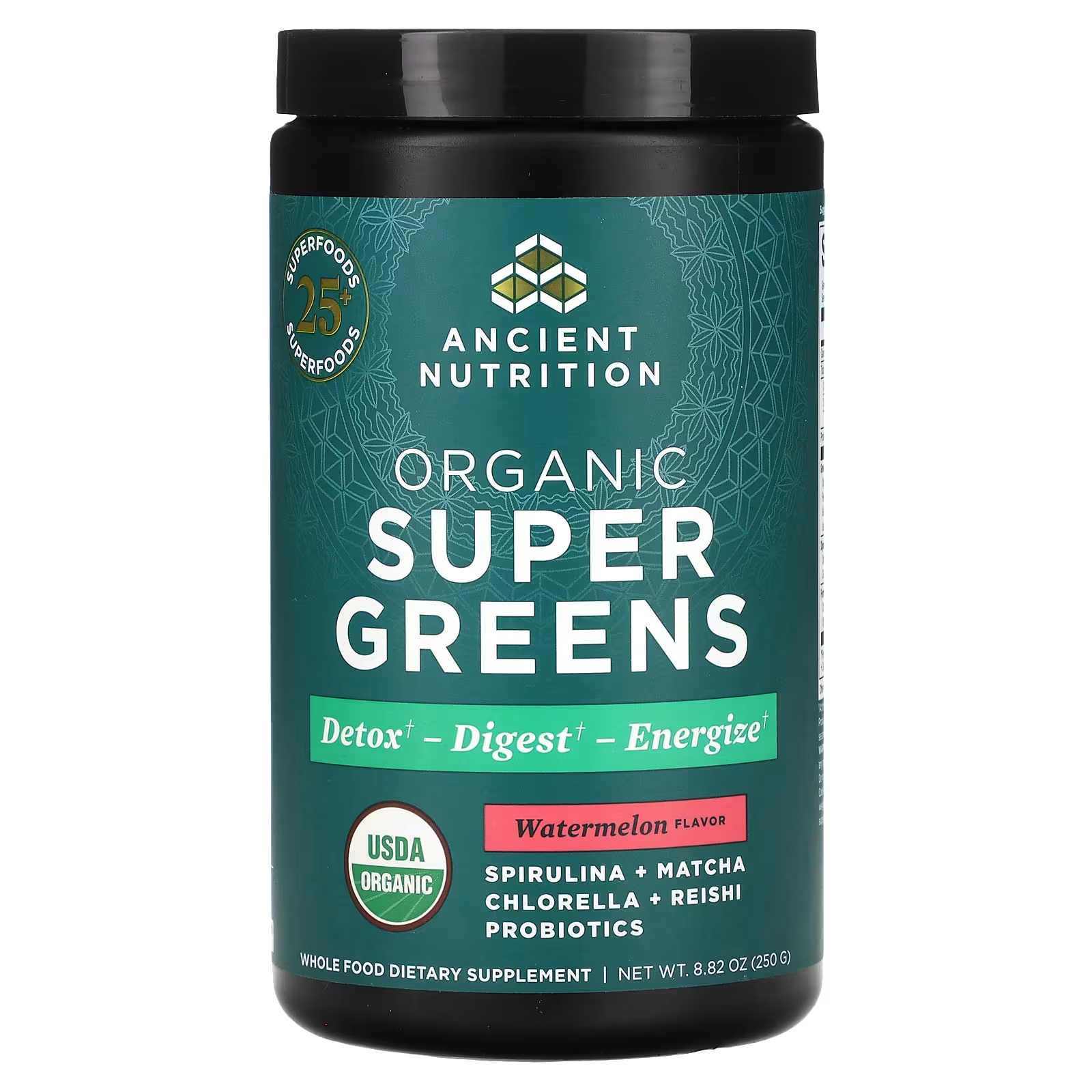 Пищевая добавка Ancient Nutrition Organics Super Greens арбуз, 250 г