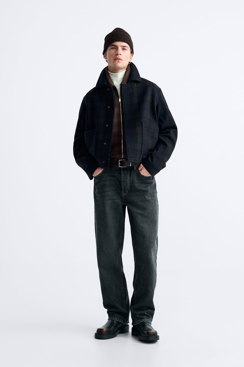 

Укороченная куртка в клетку ZARA, утка синяя