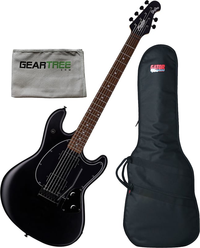Электрогитара Sterling SR30-SBK-R1 Stingray Guitar in Stealth Black Electric Guitar w/ Polish Cloth and Gig Bag цена и фото
