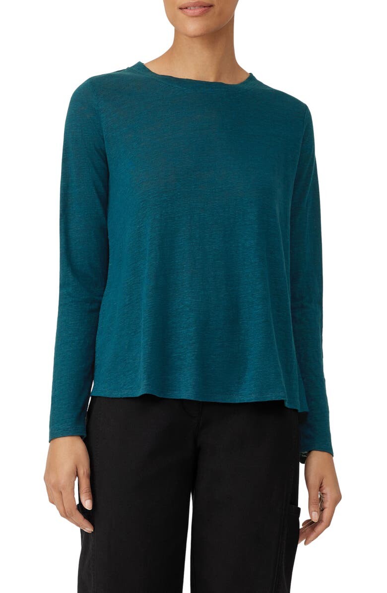 

Футболка с длинным рукавом из органического льна EILEEN FISHER