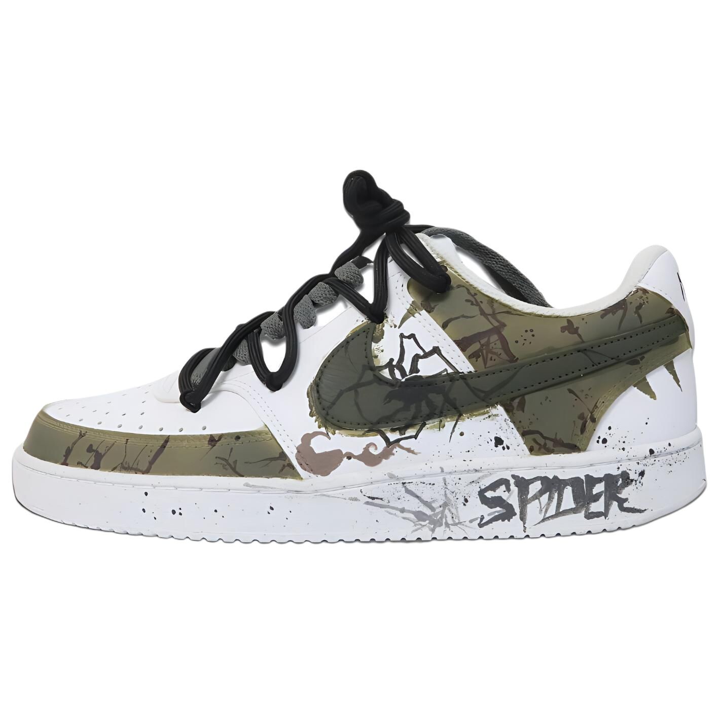 

Кроссовки Nike Court Vision 1 Skateboarding Shoes Men Low-top Black/green, цвет Deeply curved