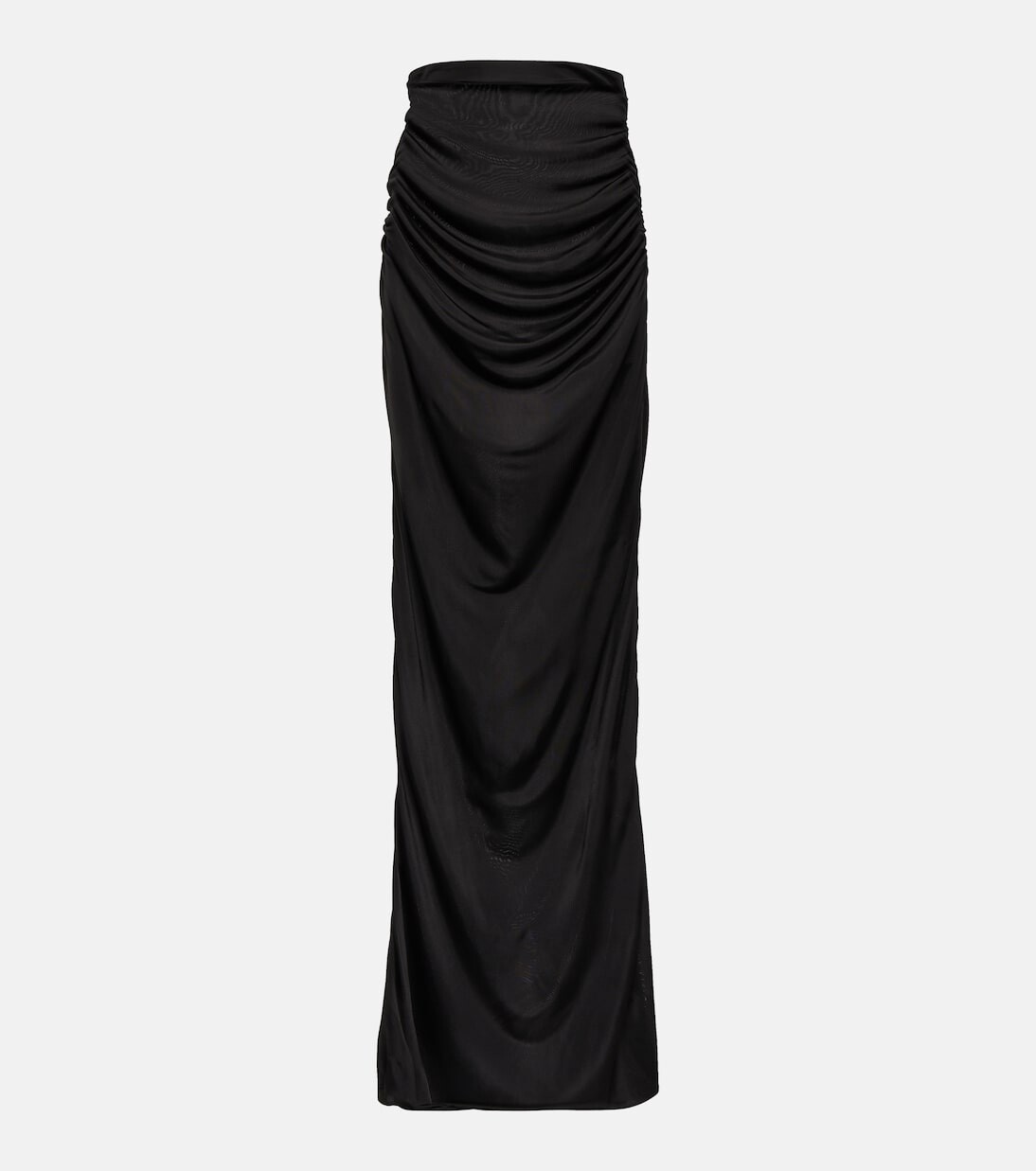 

Атласная юбка макси со сборками и высокой посадкой Saint Laurent, черный