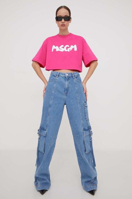 

Хлопковая футболка MSGM, розовый