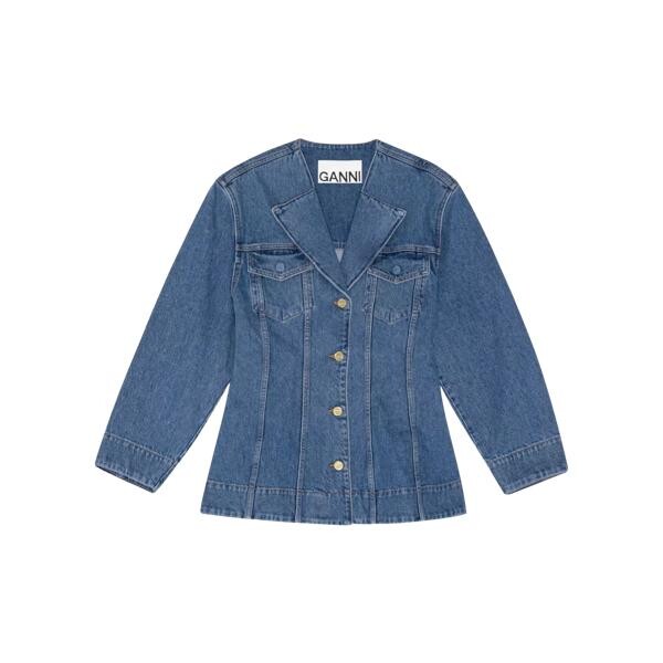 

Куртка denim blazer 567 mid blue Ganni, синий