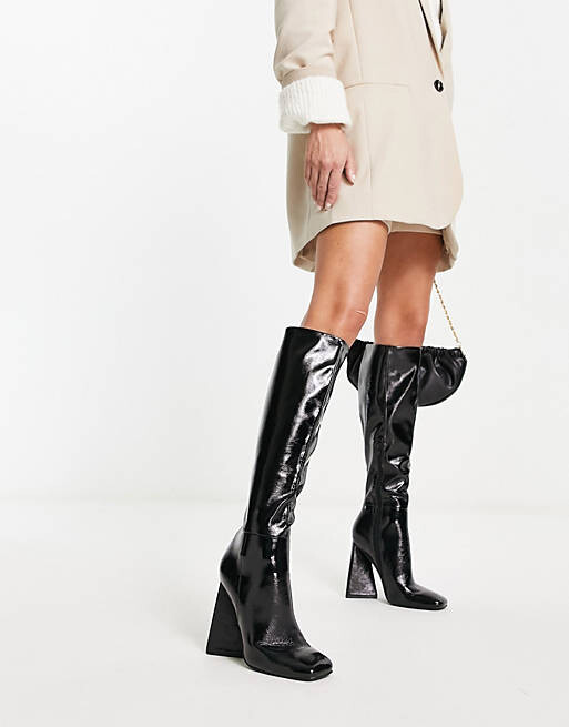 

Черные лакированные ботинки на высоком каблуке ASOS DESIGN Clara, Черный