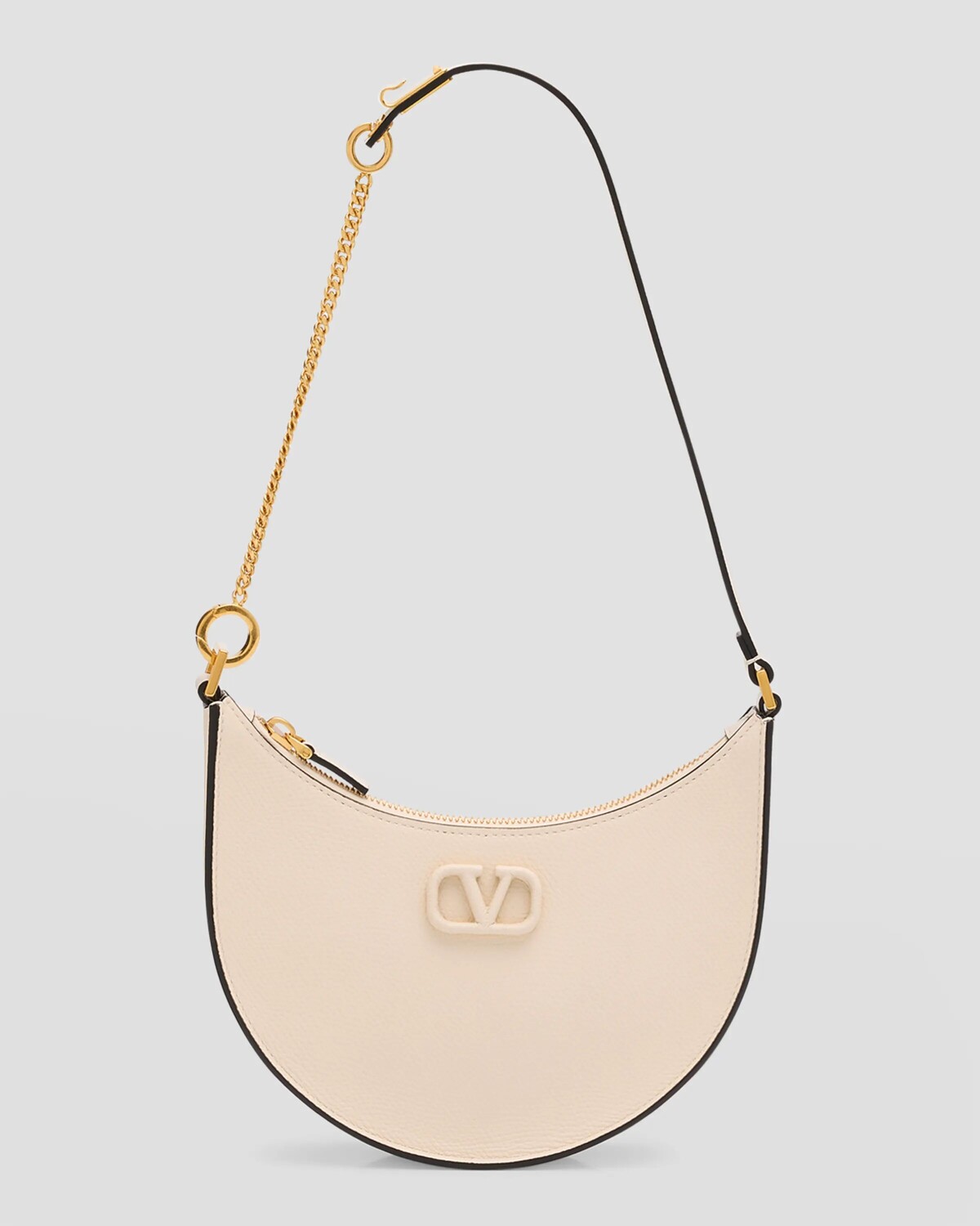 

Миниатюрная кожаная сумка через плечо VLOGO Hobo Valentino Garavani, цвет Light Ivory