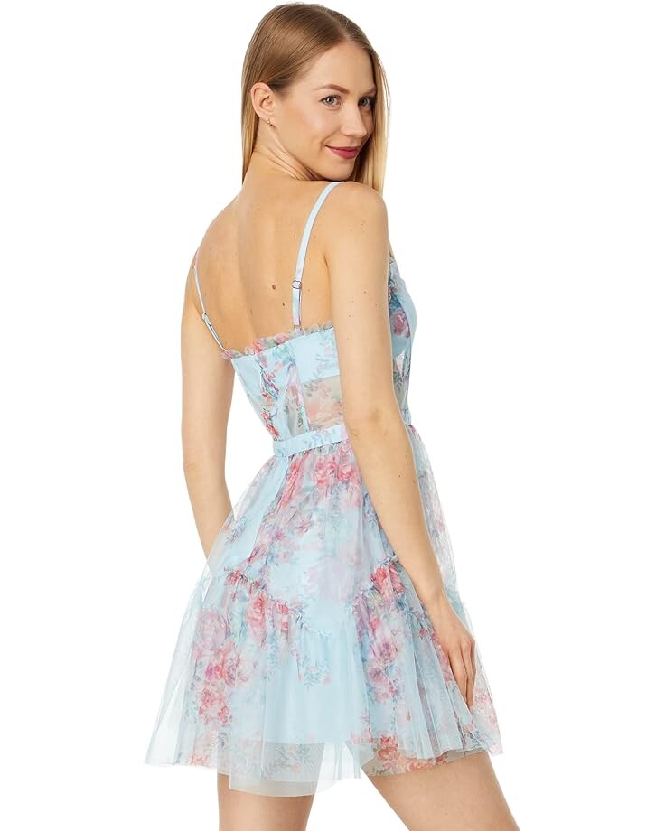 

Платье BCBGMAXAZRIA Printed Tulle Cocktail Dress, цвет Corydalis Blue Combo