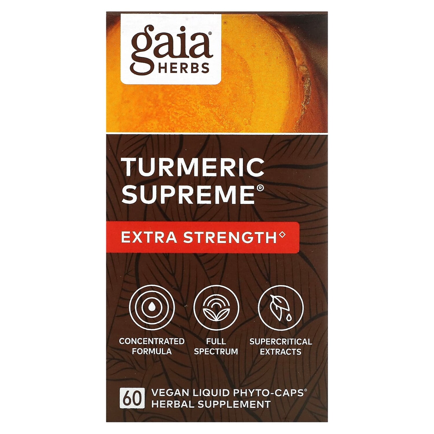 

Turmeric Supreme, Extra Strength, куркума, 60 растительных фито-капсул с жидкостью, Gaia Herbs