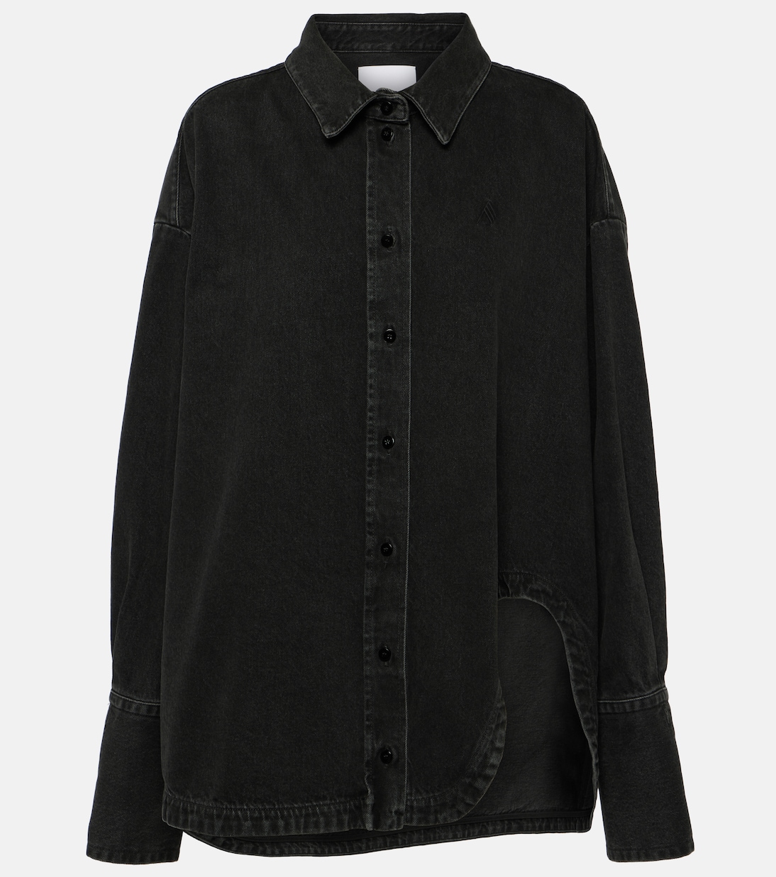 Джинсовая рубашка оверсайз The Attico, черный серая короткая джинсовая куртка the attico