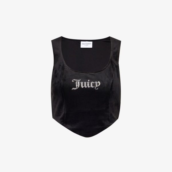 

Велюровый топ Camina, украшенный стразами Juicy Couture, черный
