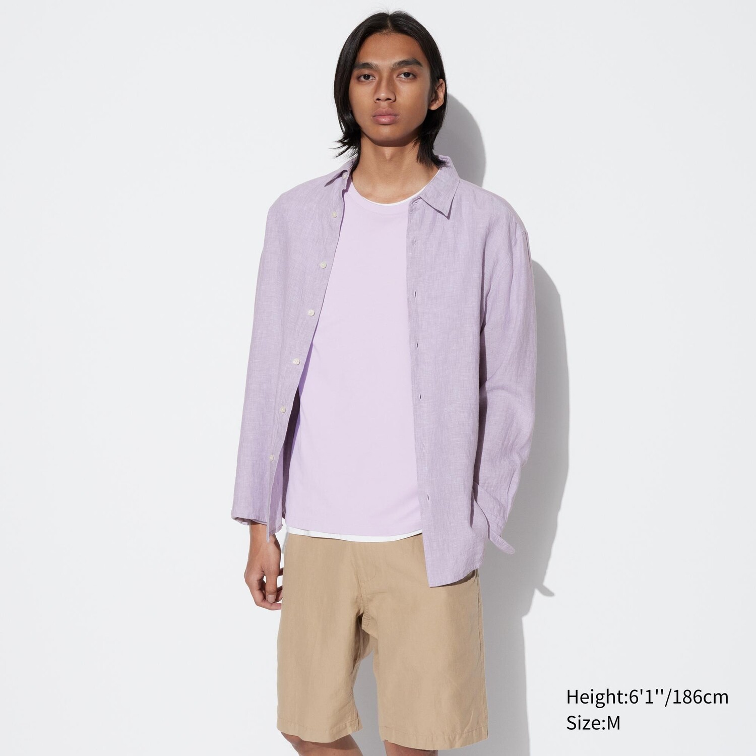

Рубашка из 100% льна премиум UNIQLO, фиолетовый