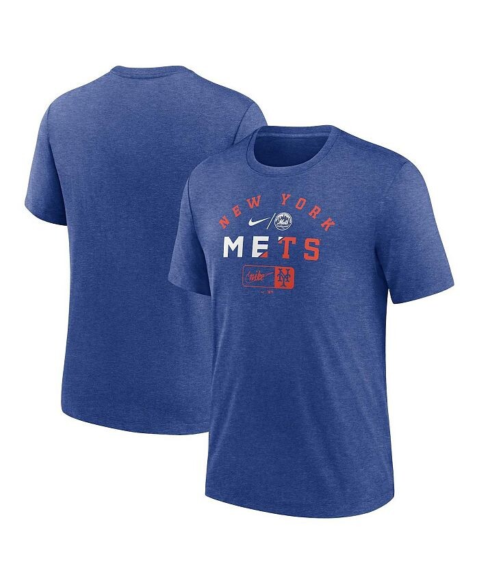 

Мужская футболка Heather Royal New York Mets Rewind Review Slash Tri-Blend Nike, синий