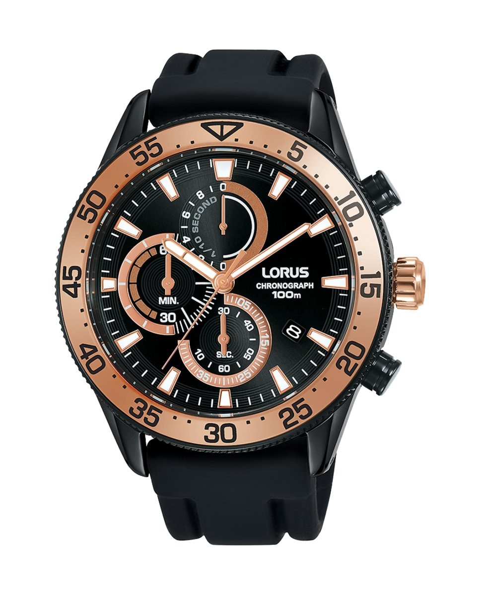 Мужские силиконовые часы Sport man RM339FX9 с черным ремешком Lorus, черный