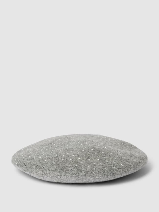 Берет с декоративными камнями модель ЛИОН Mango, светло-серый
