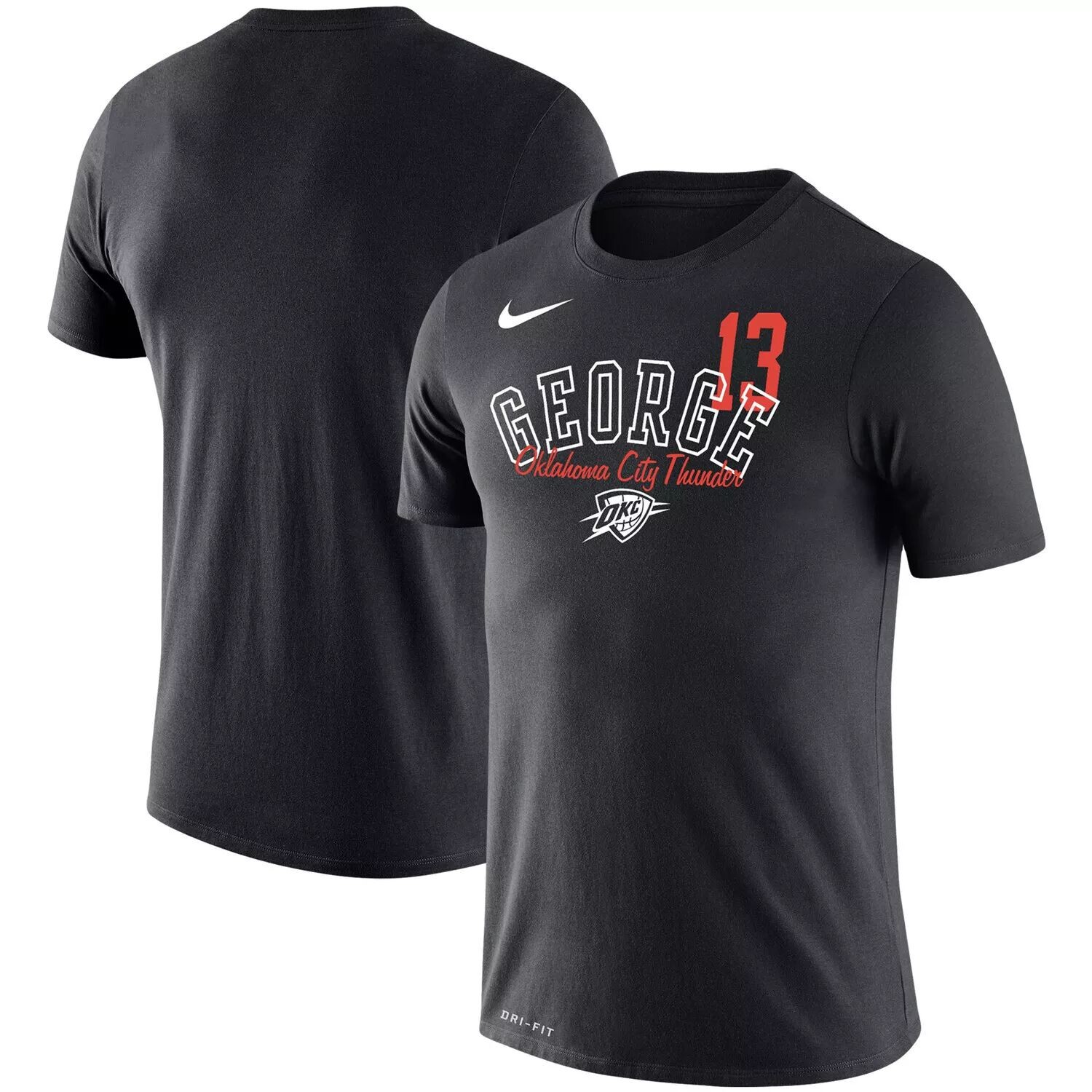 

Мужская черная футболка Nike Paul George Oklahoma City Thunder Player Performance, Черный