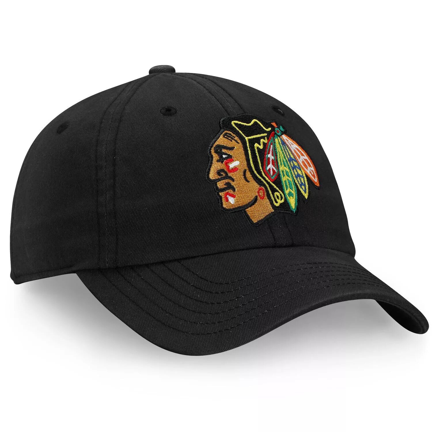 

Мужская черная мужская регулируемая шляпа с фирменным логотипом Chicago Blackhawks Core Primary Fanatics
