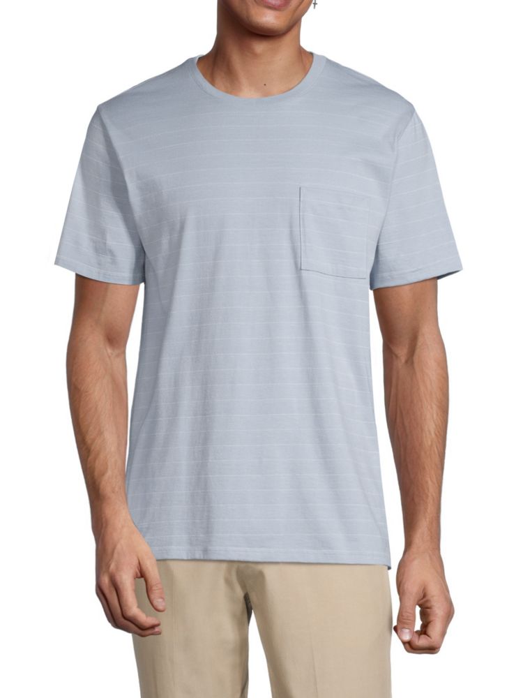 Мини-футболка с жаккардовыми полосками Vince, цвет Morning Blue Off White