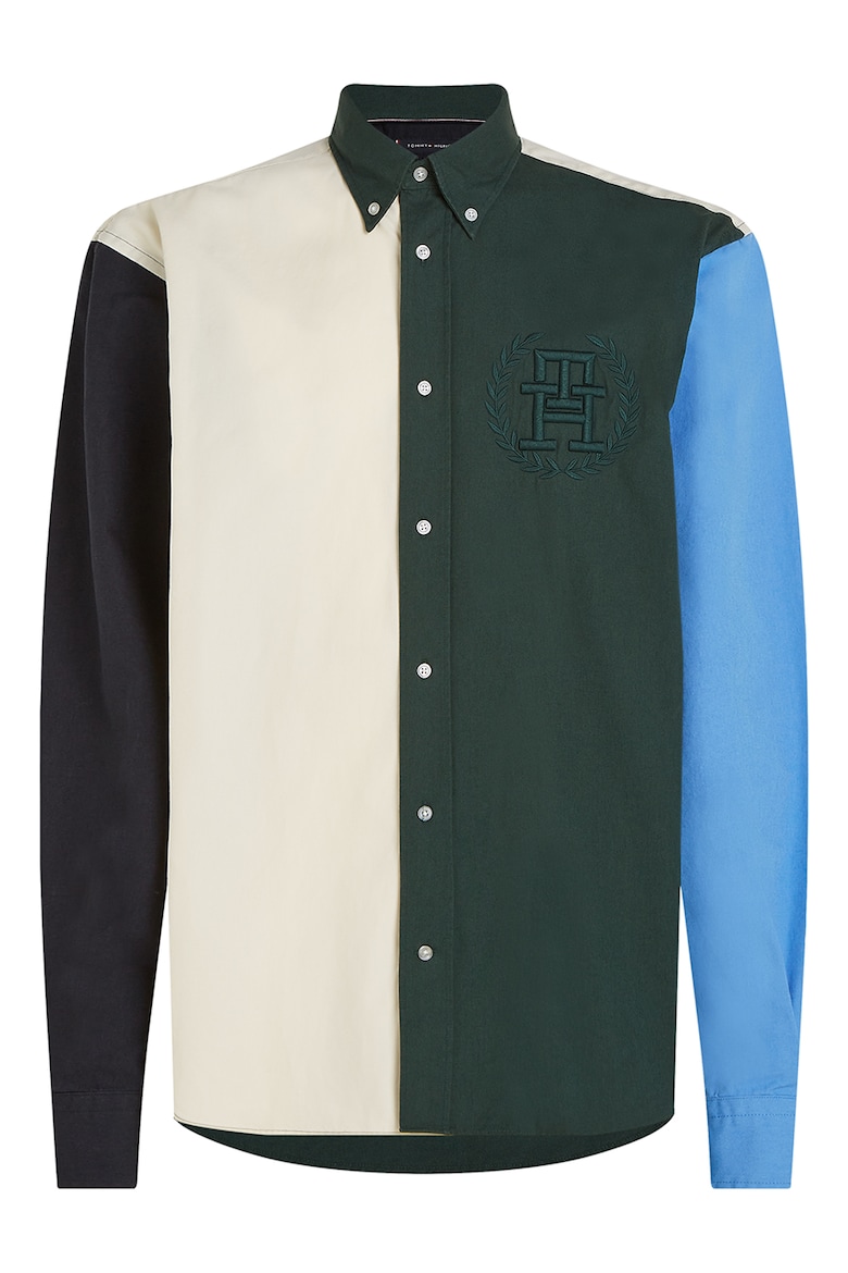 Оксфордская рубашка с цветовыми блоками Tommy Hilfiger, зеленый
