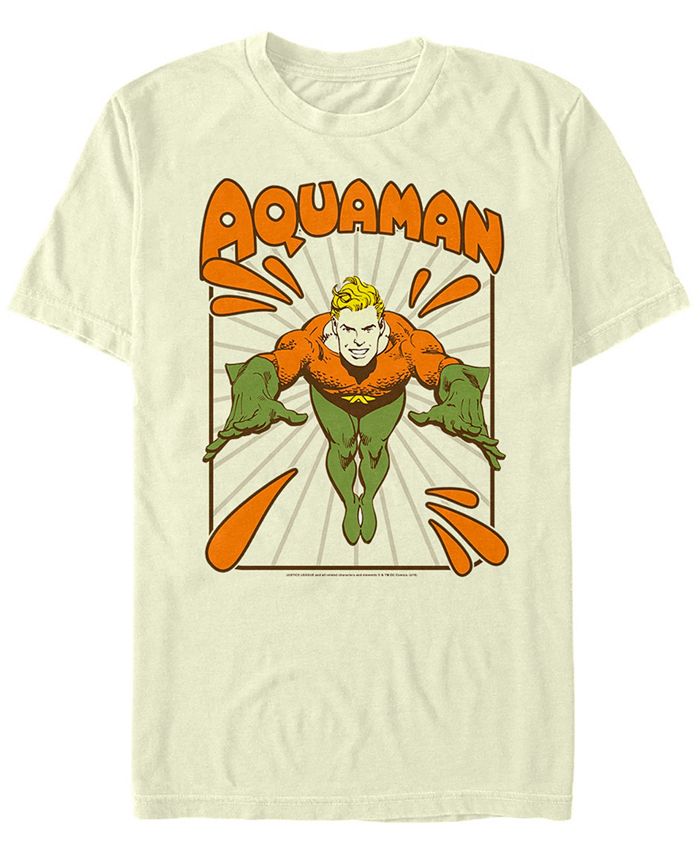 Мужская футболка DC с коротким рукавом и портретом Аквамена в стиле ретро Fifth Sun, тан/бежевый